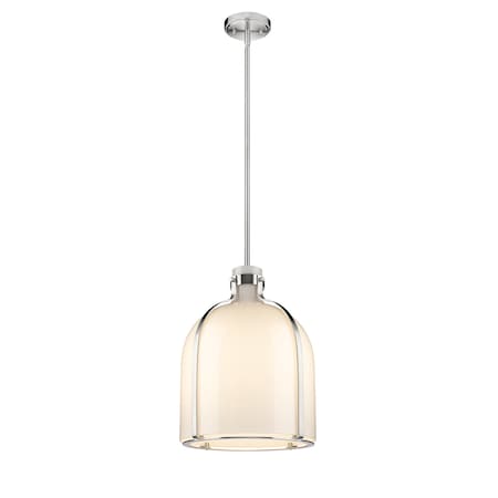 Pearson 1 Light Pendant, Brushed Nickel & White Opal